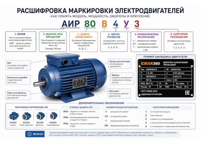 Расшифровка маркировки электродвигателей: как понять модель, мощность, обороты и крепление