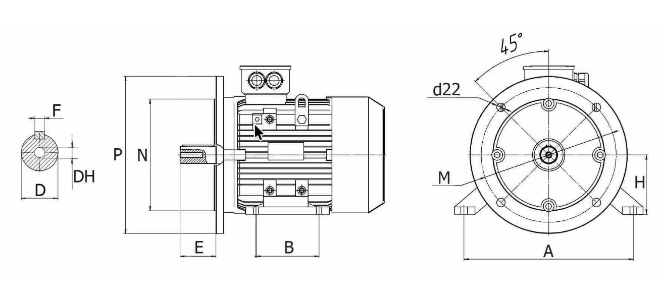 Габаритно-присоединительные размеры АИС 71 А2