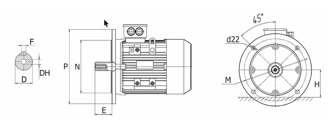 Габаритно-присоединительные размеры АИС 63 А2