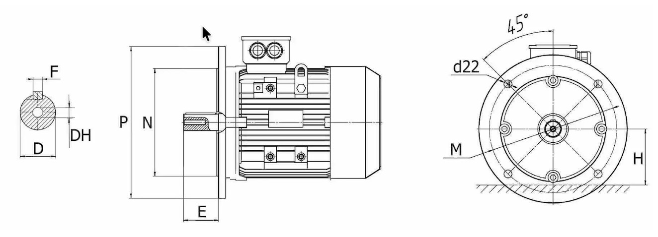 Габаритно-присоединительные размеры АИС80 IM2181 IM3681