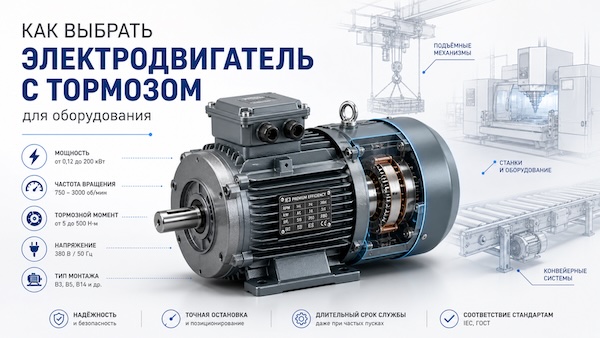 Электродвигатель с электромагнитным тормозом Электродвигатель с электромагнитным тормозом