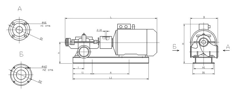 Габаритный чертёж насоса Д 160-112